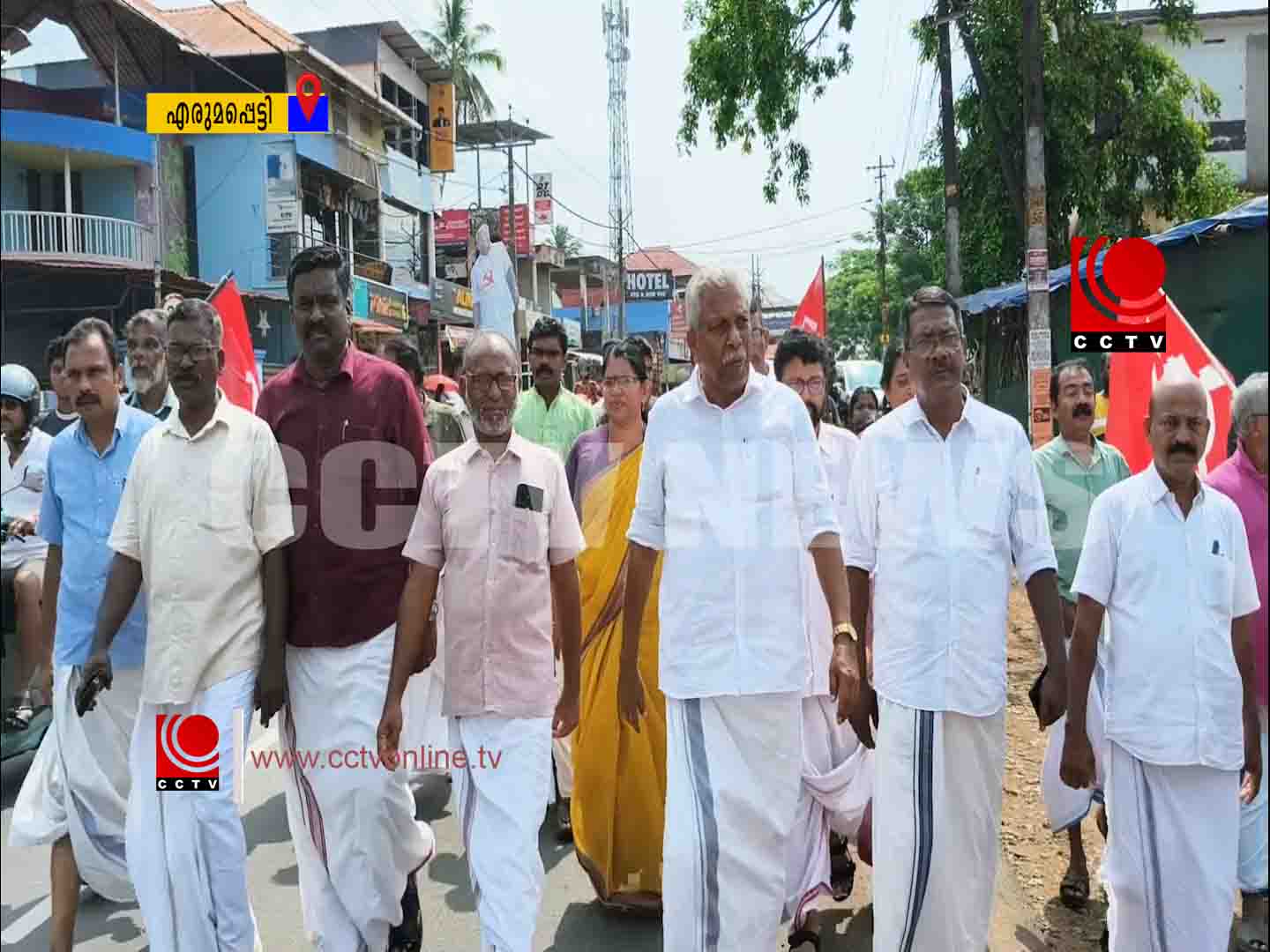 എല്.ഡി.എഫ്. സ്ഥാനാര്ത്ഥി എ.സി.മൊയ്തീന് എരുമപ്പെട്ടിയില് പര്യടനം നടത്തി