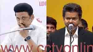 വിജയ്യുടെ സത്യപ്രതിജ്ഞയ്ക്ക് പിന്നാലെ തമിഴ്നാട്ടിൽ വിവാദം; തമിഴ്തായ് വാഴ്ത്ത് അവഗണിച്ച് വന്ദേമാതരം ചൊല്ലി, വിമർശിച്ച് ഡിഎംകെയും സിപിഐയും