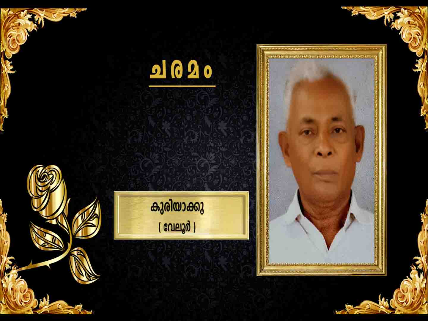 വേലൂര് ഒലക്കേങ്ങില് പറിഞ്ചു കുട്ടി മകന് കുരിയാക്കൂ(82) നിര്യാതനായി